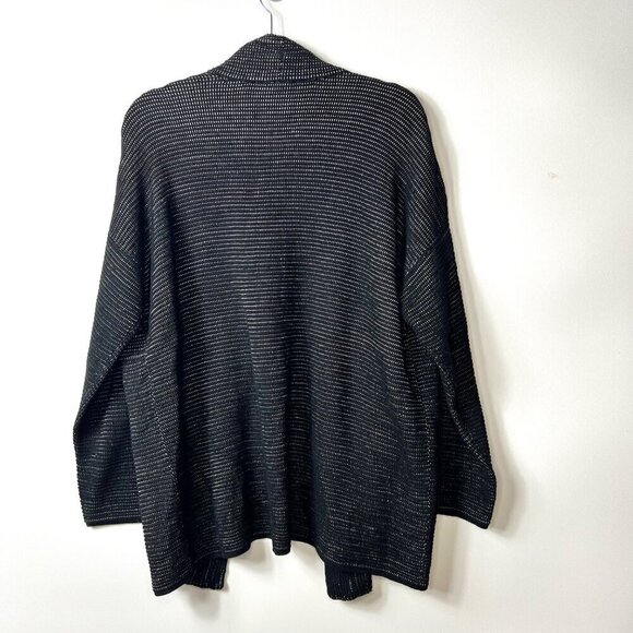 Eileen fisher black silk and linen open cardigan women’s large - Picture 7 of 8